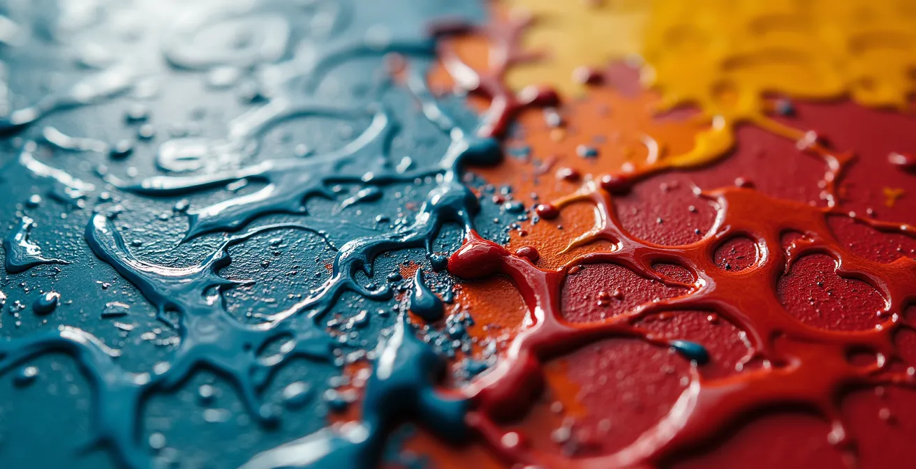 Extreme close-up of oil painting surface showing conservation detail