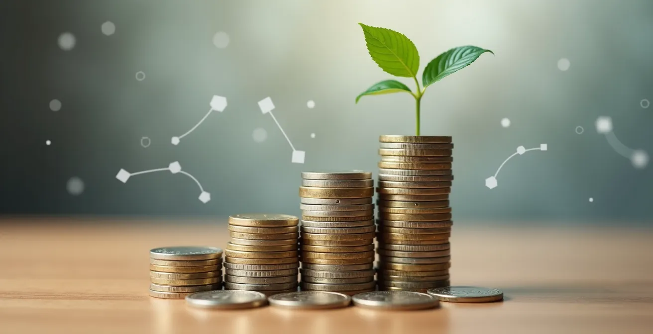 Abstract pyramid structure representing financial priorities with foundation layers and growth elements