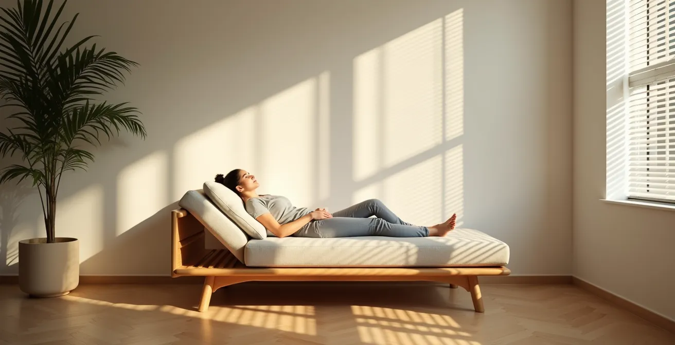 Person taking an afternoon power nap in optimal conditions