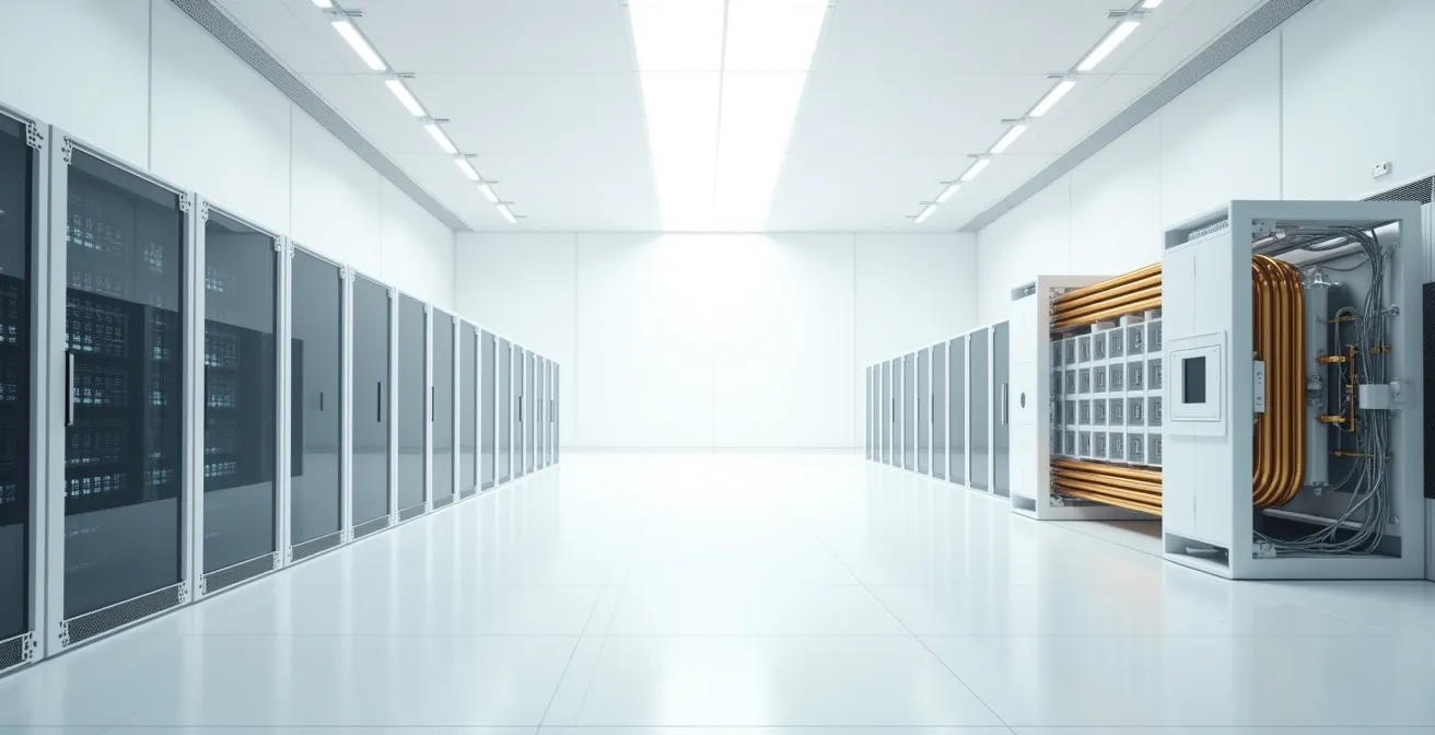 Visual comparison of quantum and classical computing architecture in a minimalist environment