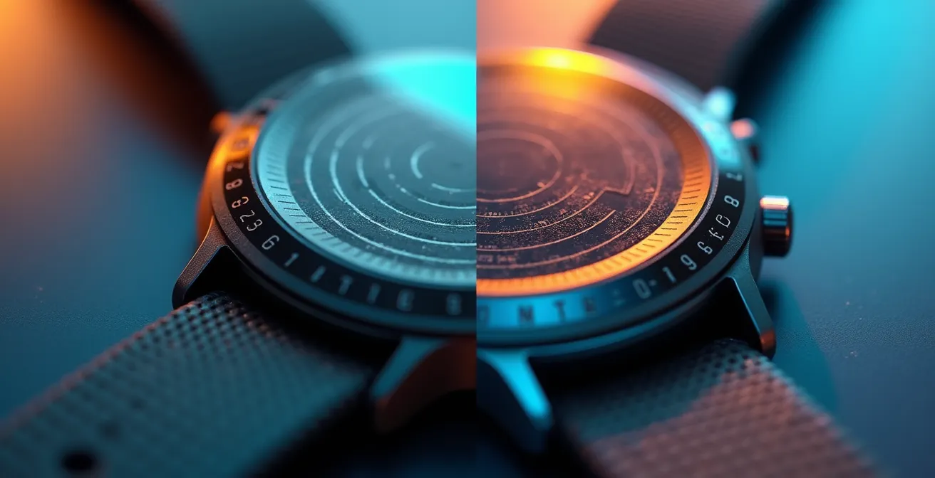 Close-up comparison of smartwatch sensor technologies for heart monitoring