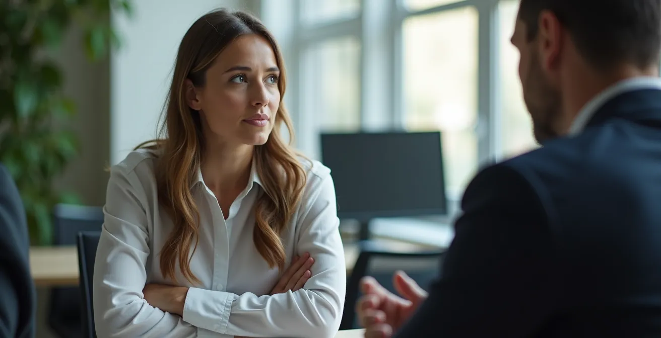 Professional conversation showing contrast between aggressive and empathetic communication styles